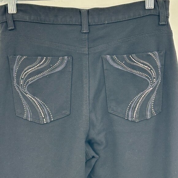 GLORIA VANDERBILT Black Amanda Straight Leg Stretch Bling Pocket Slimming Pant 6 - Picture 5 of 8